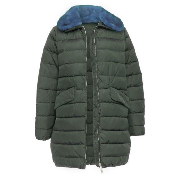 Moncler Indis Giabotto fur collar khaki quilt puffer jacket - Picture 1 of 6